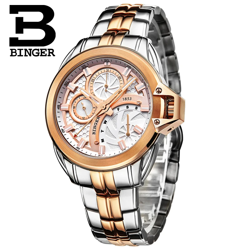 Binger For Mens Wristwatch Sport Quartz Chronograph 3d Dial Luminous Calendar Waterproof Watch Male Multifunction Relogio Mascul