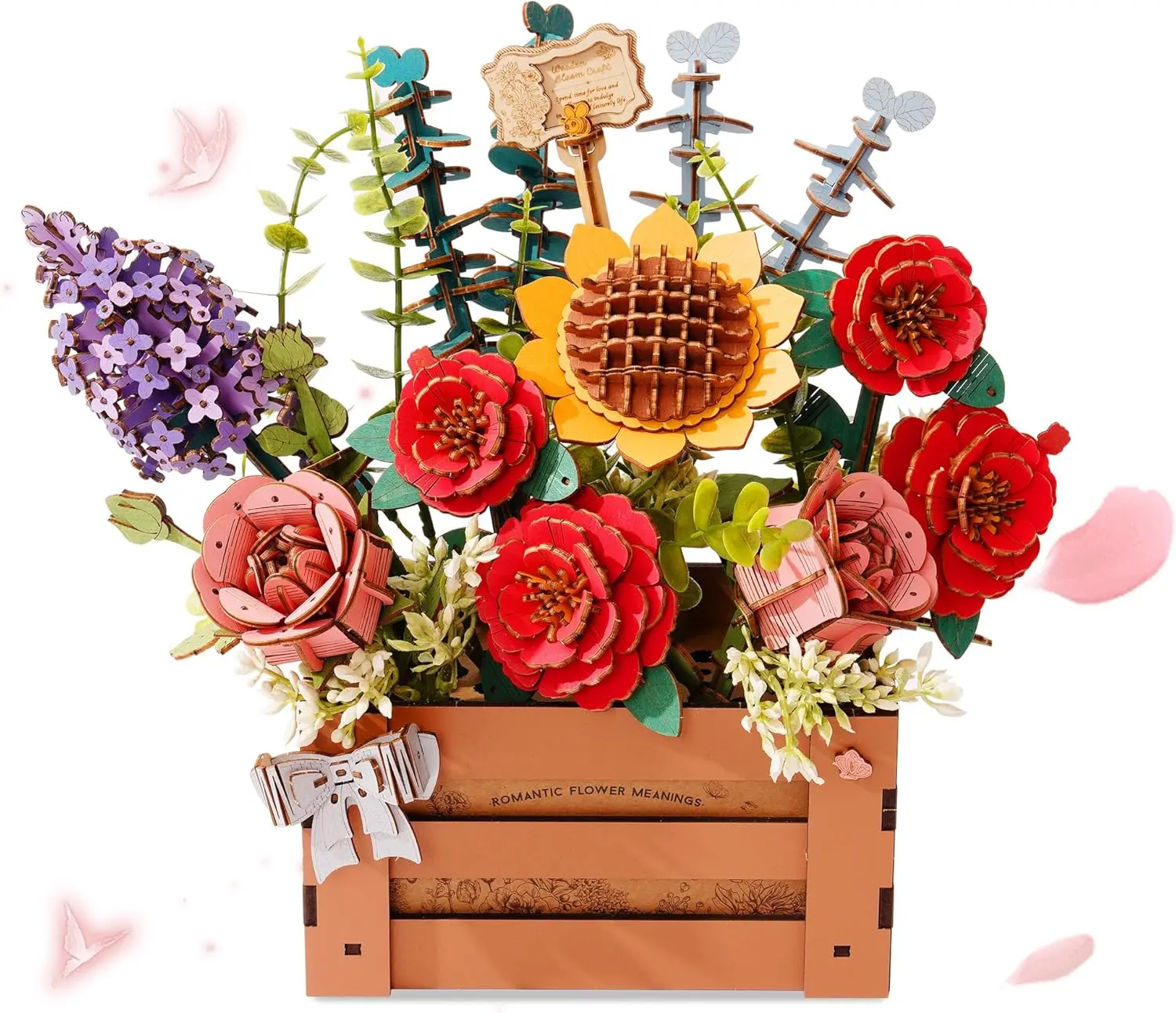 

3D-пазл из дерева в виде цветов для взрослых - набор для творчества «Ботаническая коллекция», подарок на Рождество, день рождения, День святого Валентина