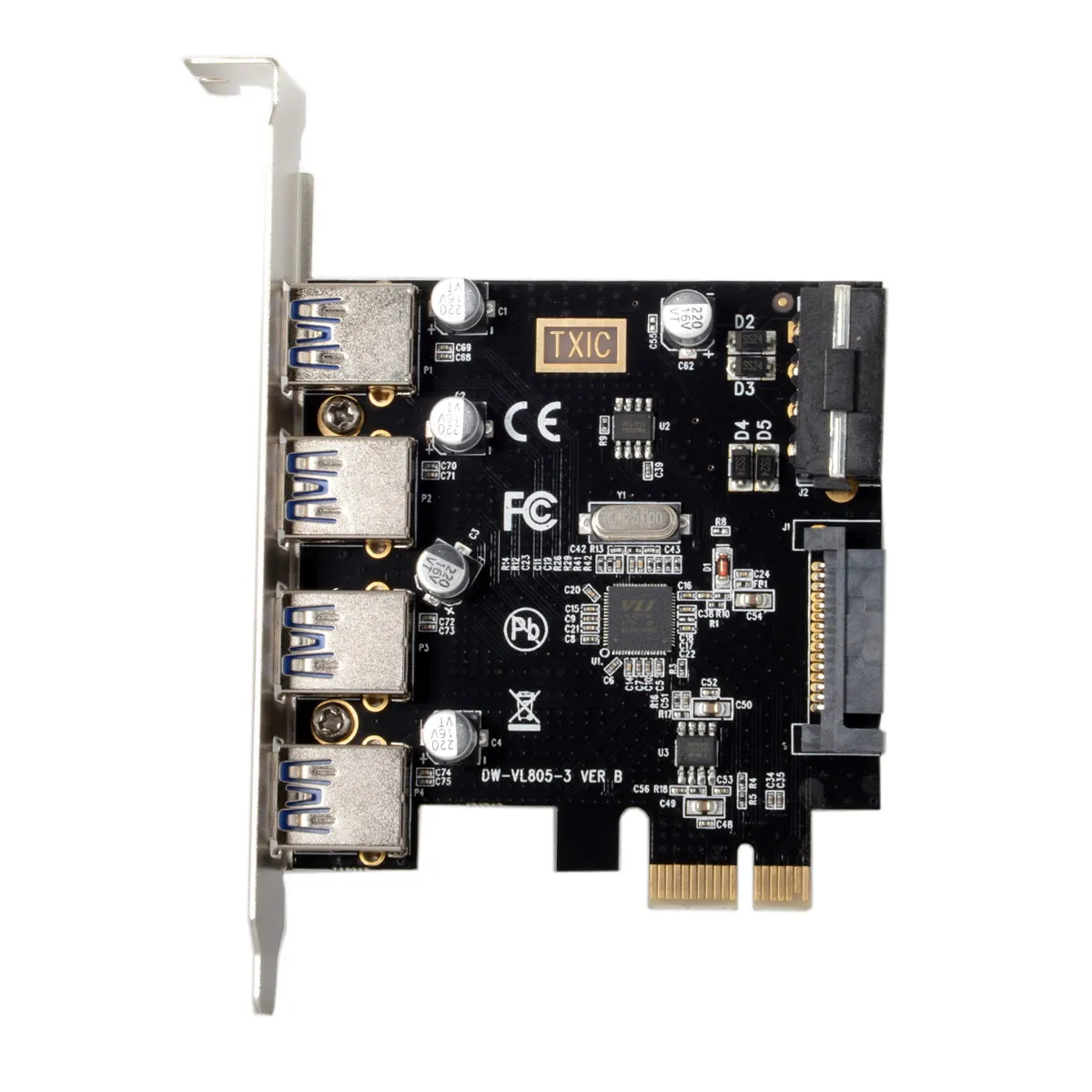 Cablecc USB 3.0 HUB à 4 Ports PCI-E PCI Express 6 000 Cartes 5Gbps pour Carte Mère