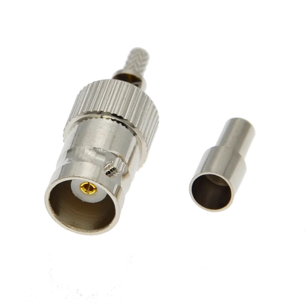 100pcs/lot BNC Female Jack Window Q9 Crimp RG174 LMR100 RG316 Cable RF Connector