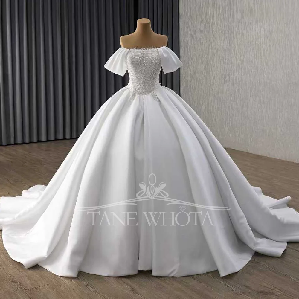 

Бальное платье без бретелек с открытыми плечами и бисером на шнуровке сзади Свадебное платье Свадебное платье по индивидуальному заказу