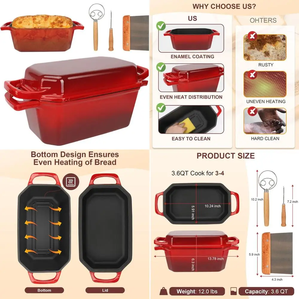 

Seasoned Cast Iron Dutch Oven with Skillet Lid for Bread Baking