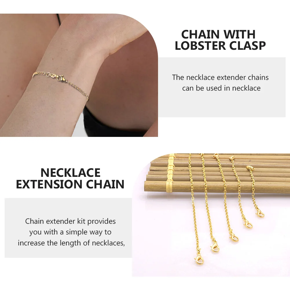 

10Pcs Necklace Extension Chain Set Lobster Buckle Different Lengths DIY Jewelry Extender Chain Necklace Extender