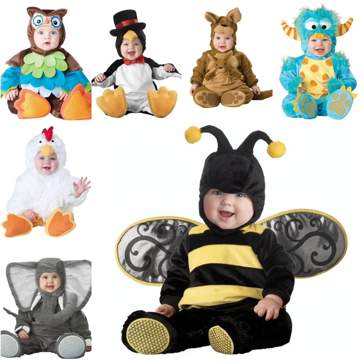 Halloween Christmas Purim Costume Baby Boy Clothes Girl Monkey Polar Bear Romper Baby Girl Costume Hat Socks Toddler Set