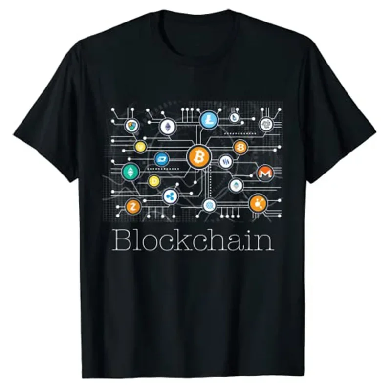 

Blockchain Cryptocurrency T-shirt BitCoin Crypto BTC Gift Funny Investor Graphic Tee Tops Men Clothing Customized Products