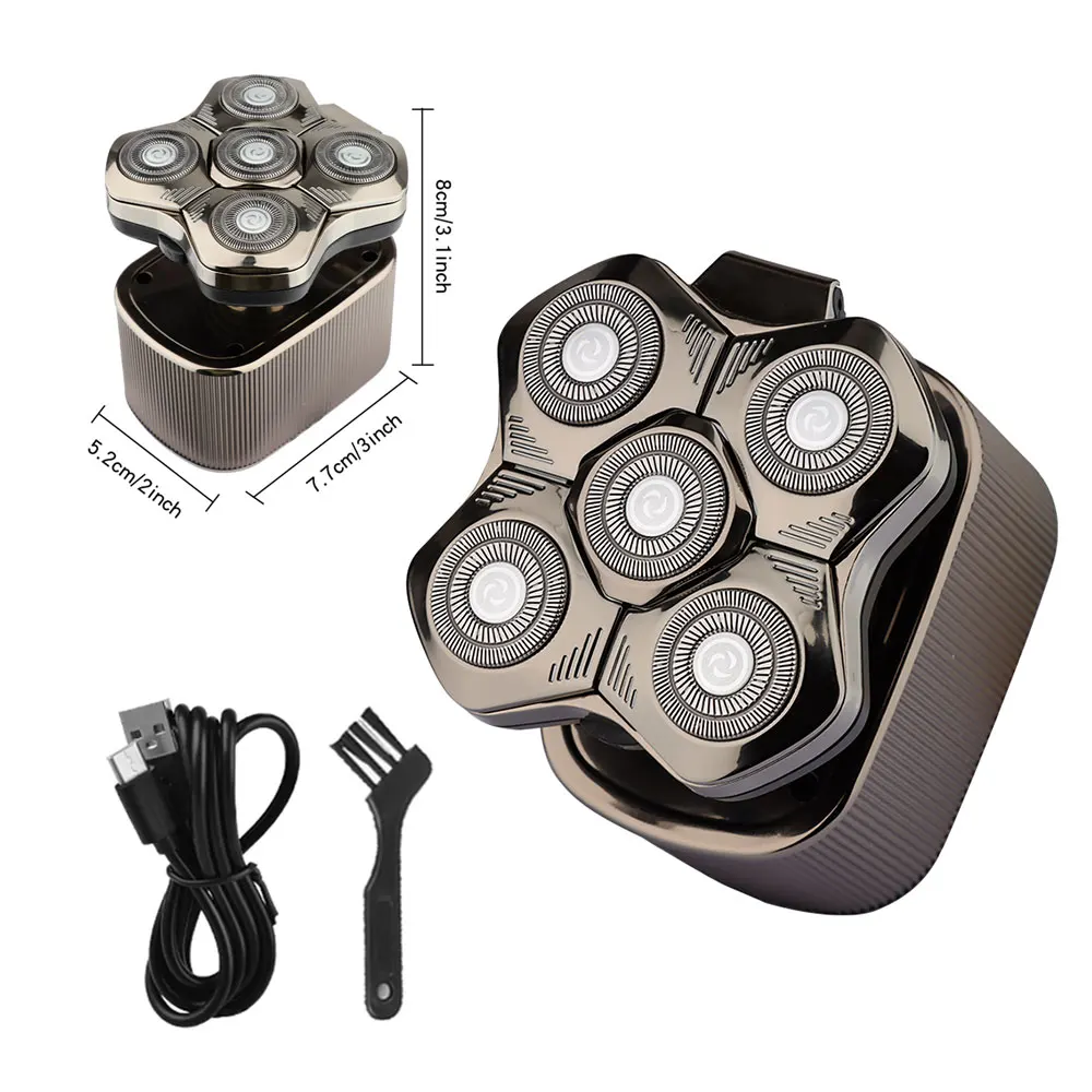 ماكينة حلاقة كهربائية للرجال ماكينة تشذيب شعر اللحية 5D شفرة عائمة رئيس ماكينة حلاقة كهربائية متعددة الوظائف ماكينة حلاقة الرأس الأصلع