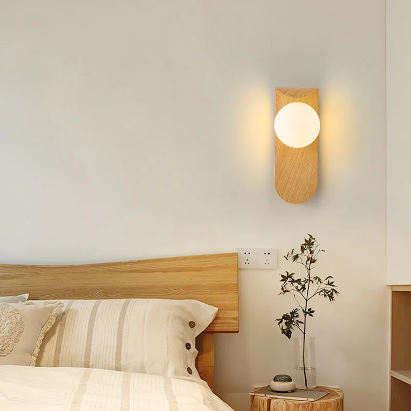 Walnut balcony wall lamp wall lamp indoor background corridor aisle led minimalist household bedside bedroom lamp