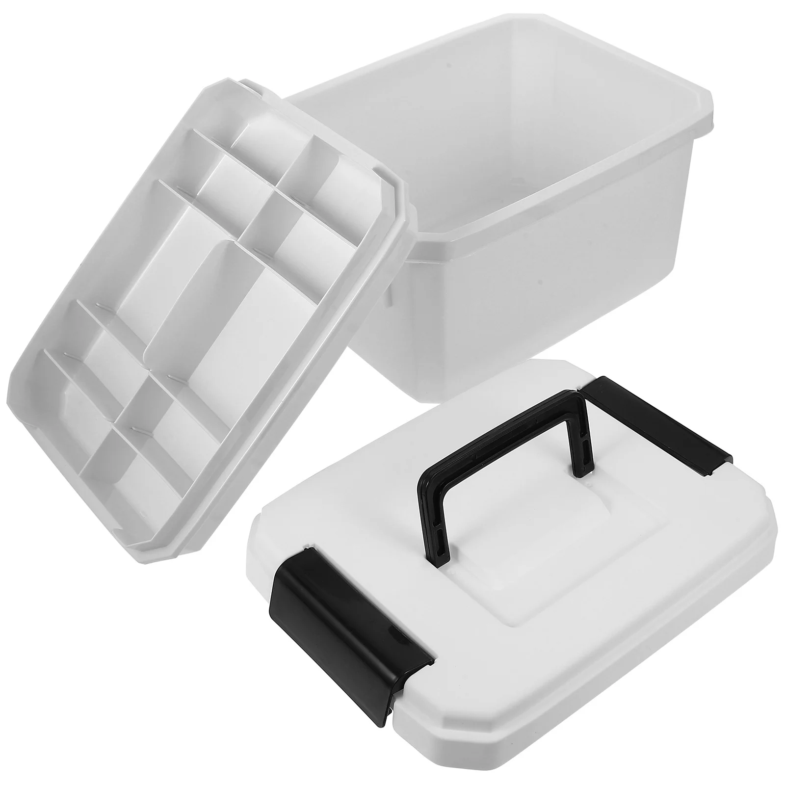 ハンドル付きポータブル二層薬箱 多機能収納ケース 薬 食品 化粧品 文房具 アウトドア ピクニック用