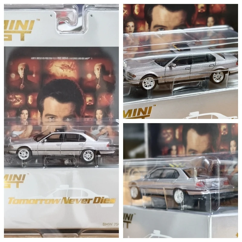 

MINIGT 1/64 902-007 750IL завтра, никогда не штампы, литая под давлением модель автомобиля из сплава, игрушка для мальчиков, подарочные украшения