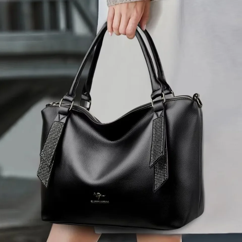 High Quality Soft Leather Top-Handle Hand Bags for Women Female Shoulder Crossbody Sac Luxury Designe Ladies 2 Layers Handbag