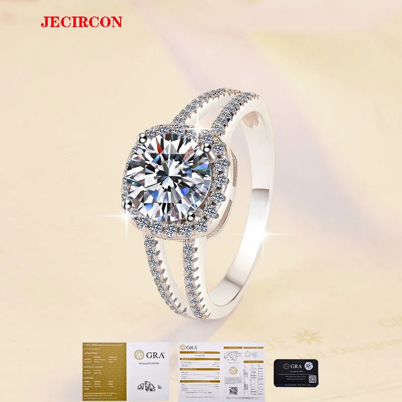 

JECIRCON 1 Carat Moissanite Ring for Women Classic Square Bag Engagement Wedding Jewelry Gift S925 Sterling Silver Accessories