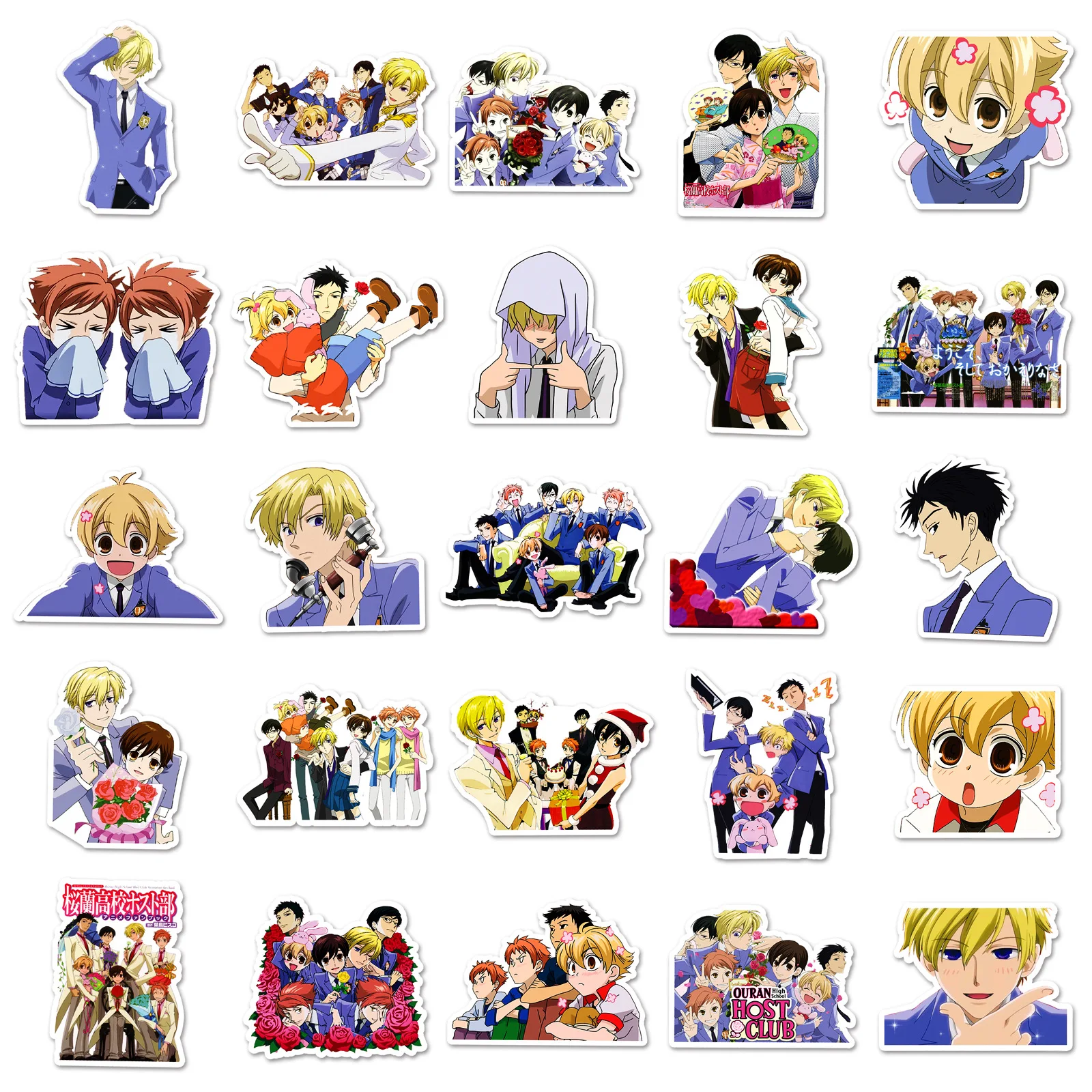 50 pezzi Ouran High School Host Club adesivi bagagli acqua cancelleria telefono cellulare scooter laptop anime decalcomanie decorative giocattoli
