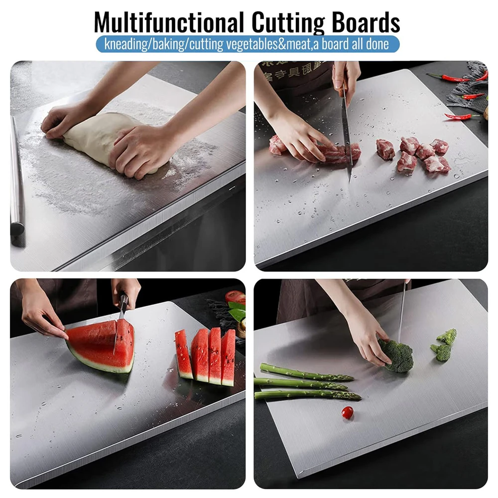 Stainless Steel Cutting Board 40*30cm Multifunctional Cut Vegetables and Meat Chopping Board Home Kitchen Rectangular Board