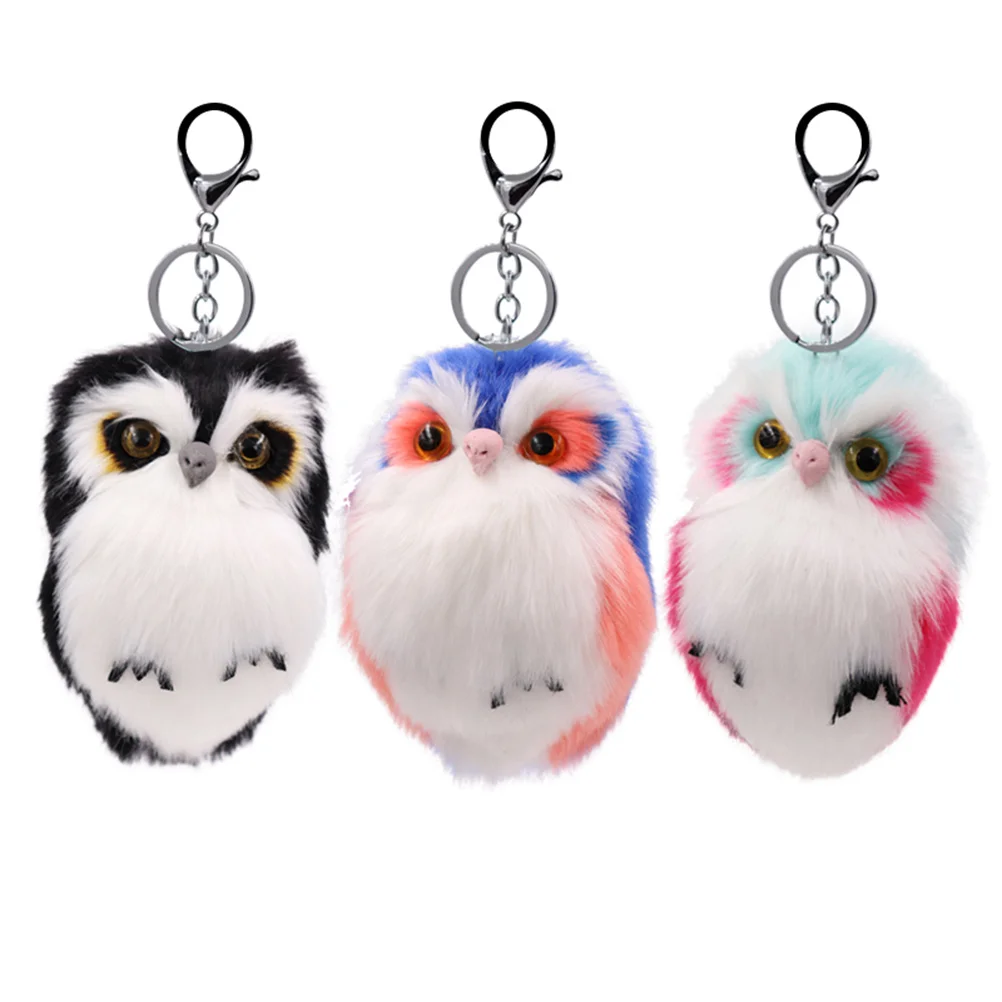 3 Stück süßer Eulen-Schlüsselanhänger, dekorativer Anhänger für Tasche, Autoschlüssel, Handy, Ornament, Saphir, blau, grün, Schlüsselanhänger