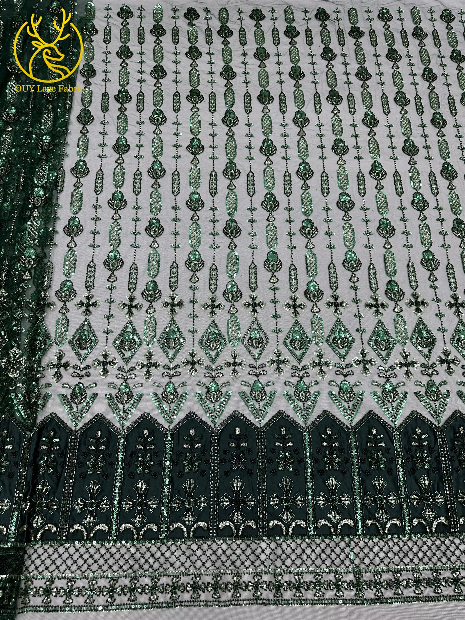 Luxuriöser französischer Pailletten-Spitzenstoff 2026 – Hochwertiger afrikanischer Perlen-Spitzenstoff, nigerianischer bestickter Stoff für Partykleider, 5 Yards – Detail 10