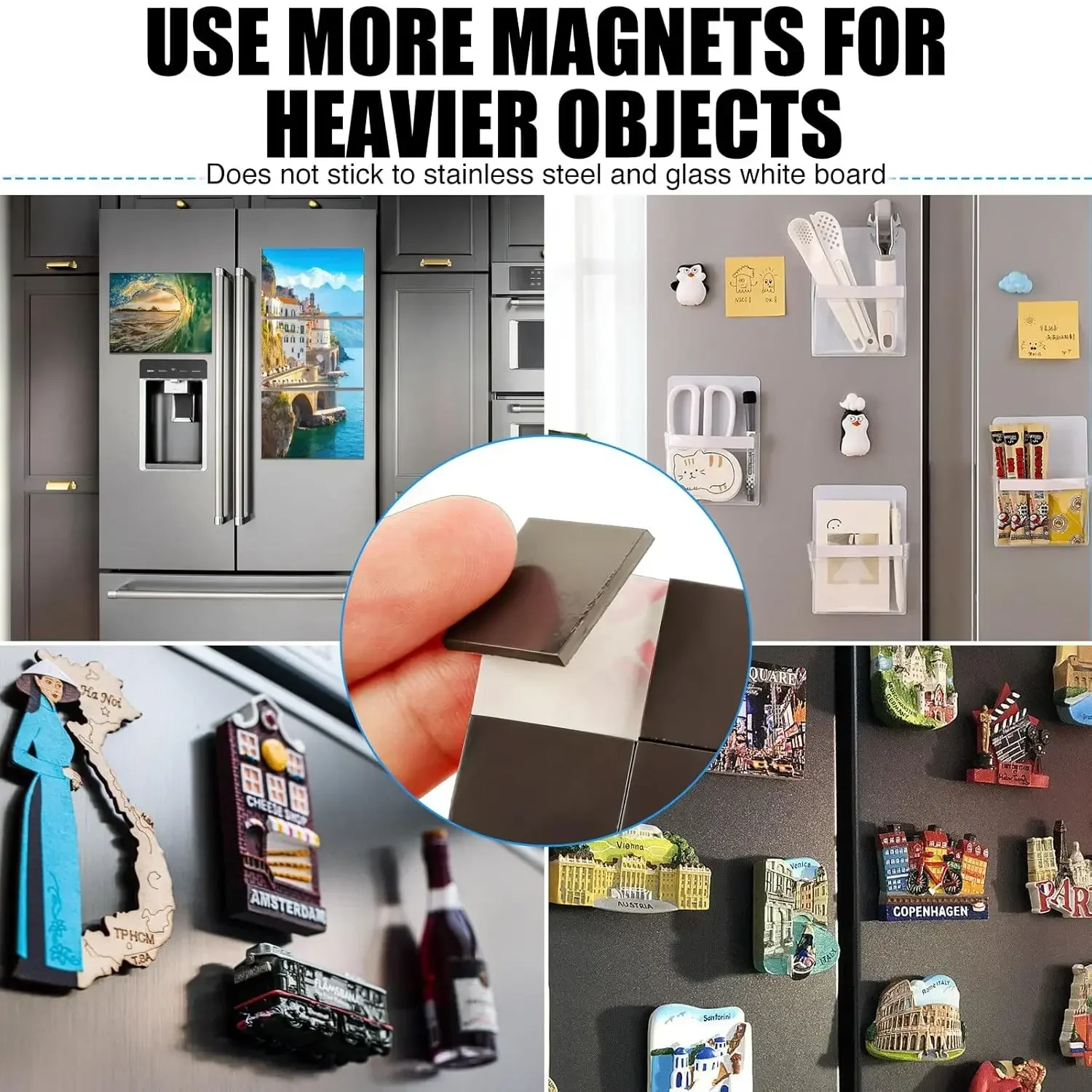 200/50PCS Square Magnetic Sheets Self Adhesive Magnets Soft Magnetic Sheet for Household Refrigerator Office Flexible Stickers