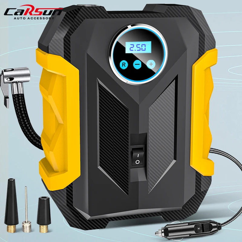 Carsun portátil automóvel compressor de ar digital bomba de inflação dos pneus lâmpada led bomba de compressão dos pneus compressor para carro