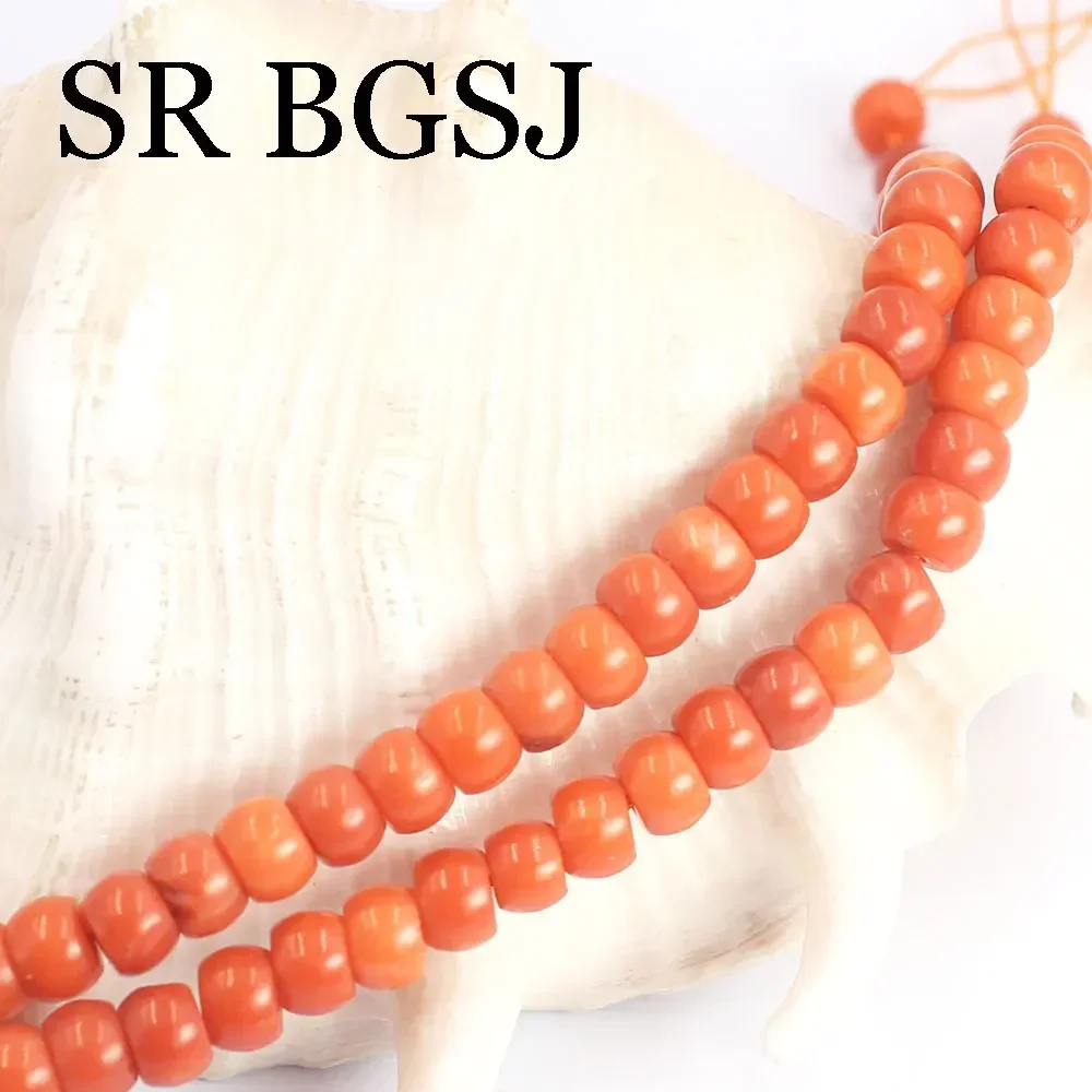 4x6mm Vintage Drum Rondelle Column Jewelry Making Genuine Natural Small Spacer Orange Sea Bamboo Coral Beads 15\