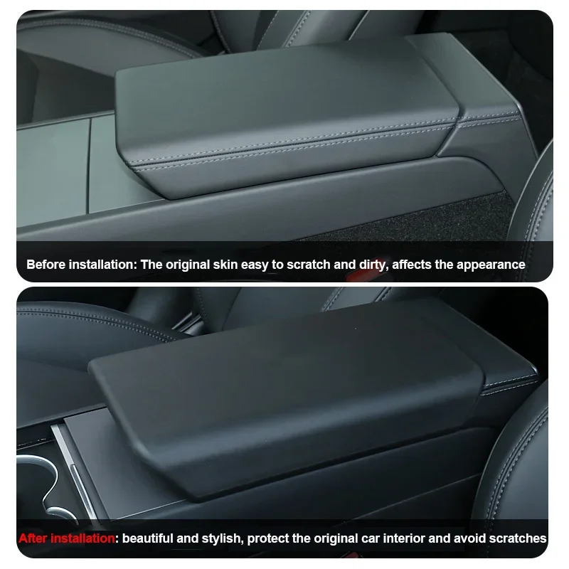 For Tesla Model 3 Highland 2024 TPE Soft Case Car Center Console Arm Rest Lid Auto Central Armrest Box Pad Cover Accessories