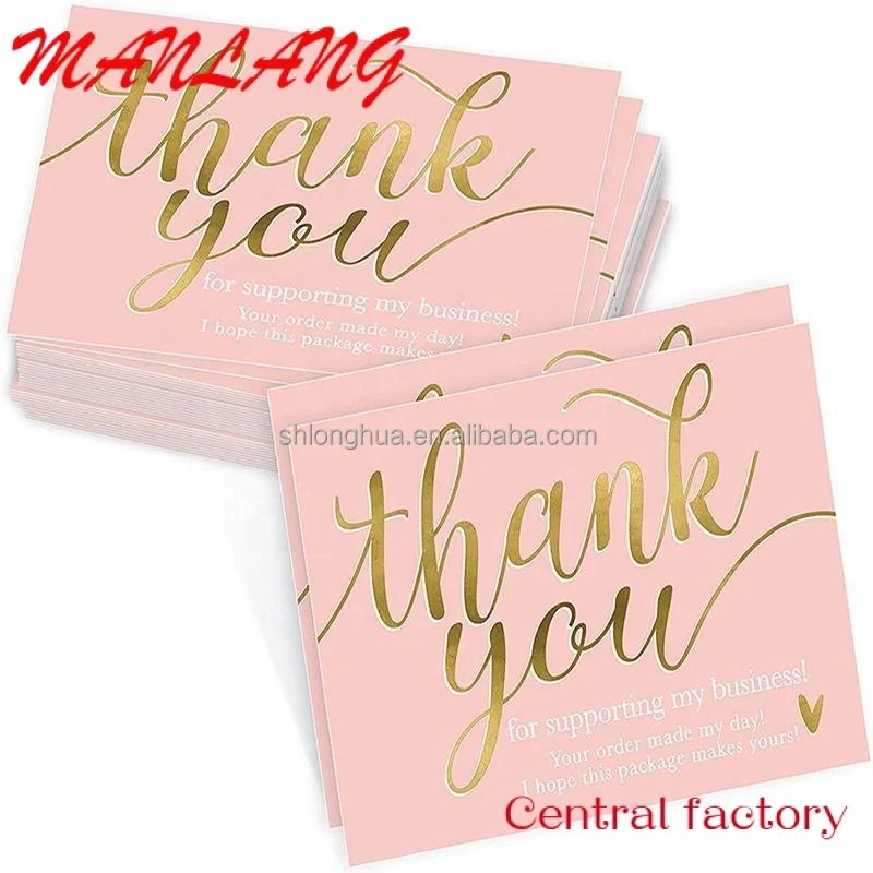 

Custom Low Moq High Quality Luxury Custom Pink Metallic Foil Logo Business Postcard Wedding Thank You Card