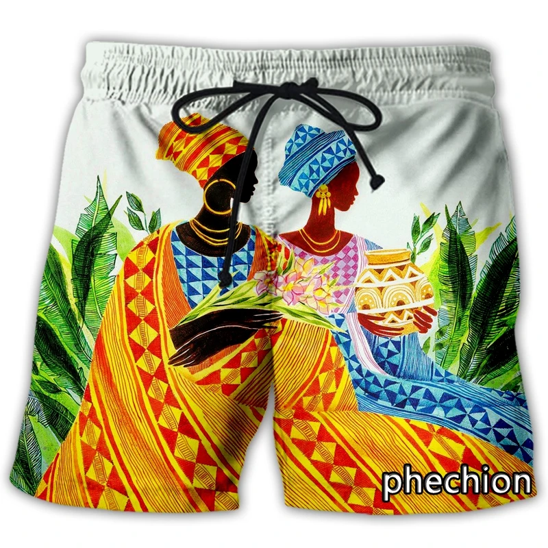 

phechion New Fashion Men/Women Africa beauty art 3D Print Casual Shorts Novelty Streetwear Men Loose Sporting Shorts L64