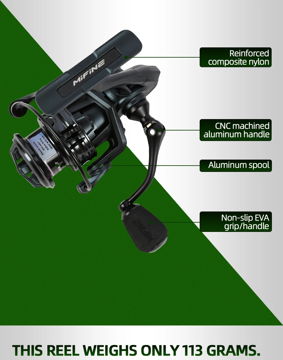 Mifine WREN NANO ULTRALIGHT SPINNING REEL Größe 800/1000 Hochgeschwindigkeits-Übersetzungsverhältnis 5,2:1 Max Bremskraft 4KG 5+1BB Angelrolle Forelle Barsch – Detail 9
