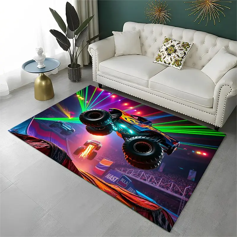 Racing Car H-Hot Wheels MOTO Non-Slip Area Rug for Living Room,Bedroom,Playroom,Soft Carpet Floor Mat Home Decor Rug  Room