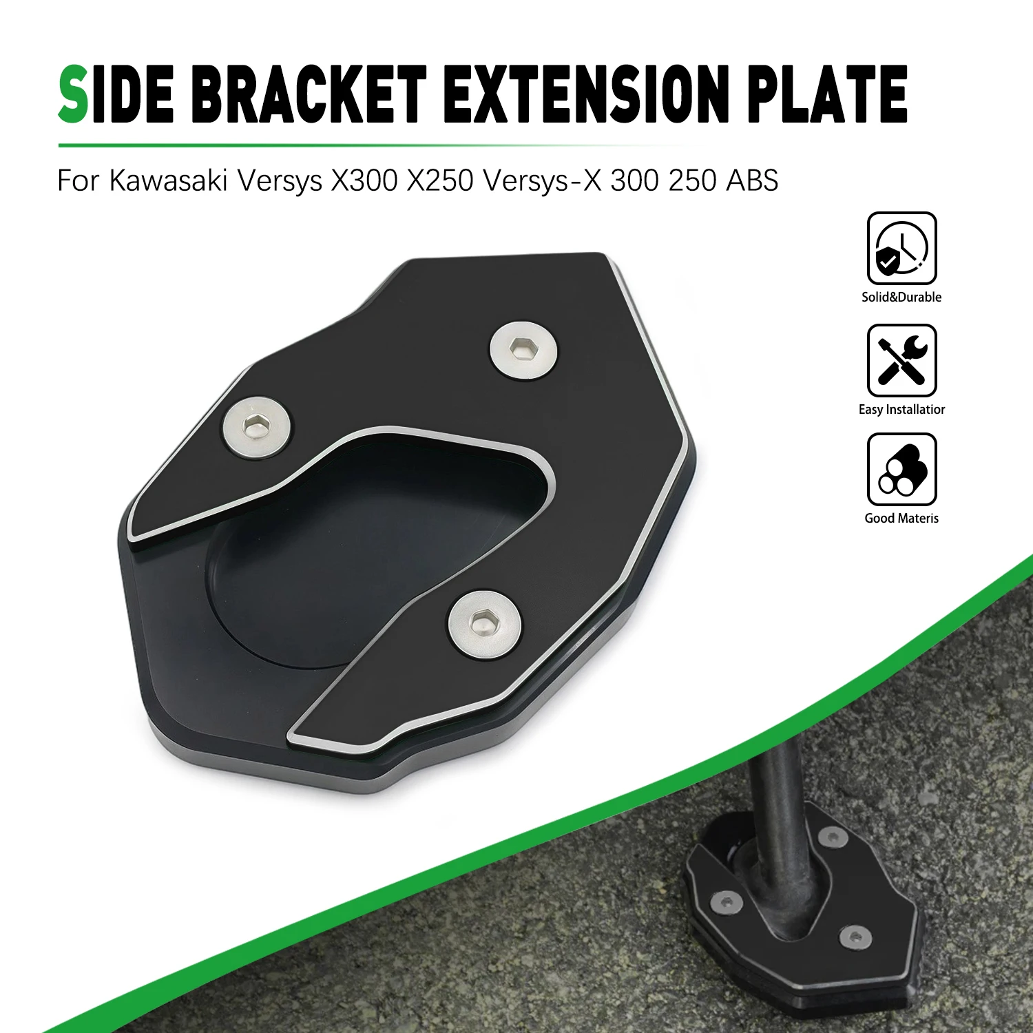 

For Kawasaki Versys-X 300 250 ABS Versys X250 X300 2017-2024 Kickstand Foot Enlarger Side Stand Extension Motorcycle Parts