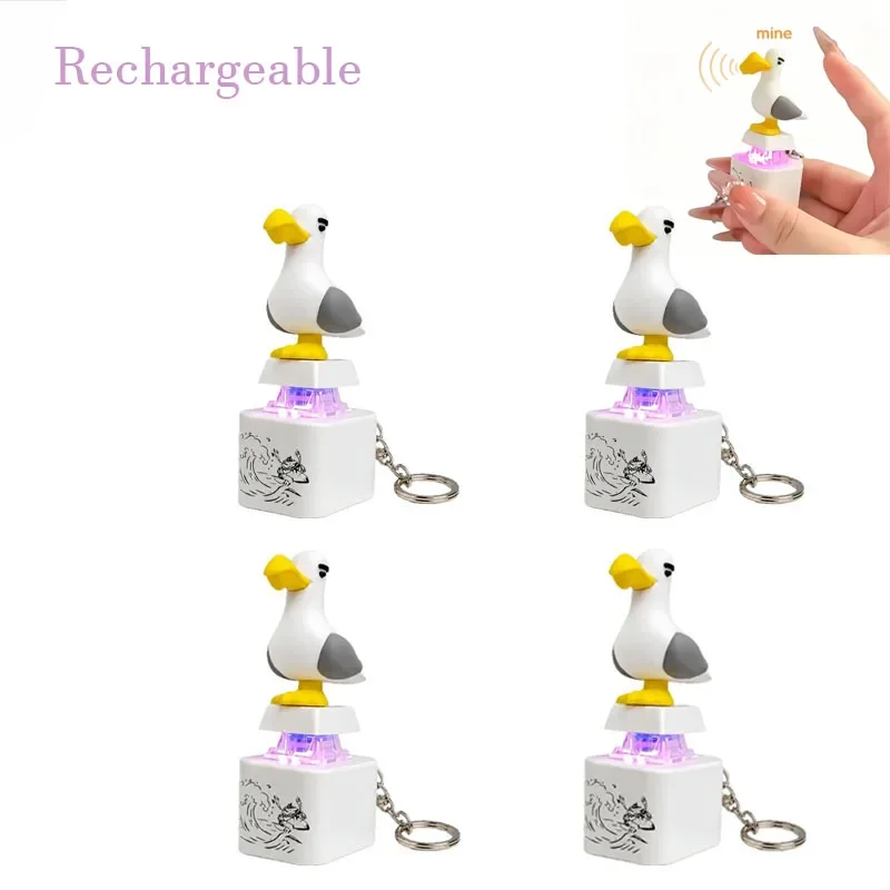 /.Mine Seagull Keycap Keychain Luminous Sounding Stress Relief Creative Fidget Toy Portable Electronic Pendant For Adult