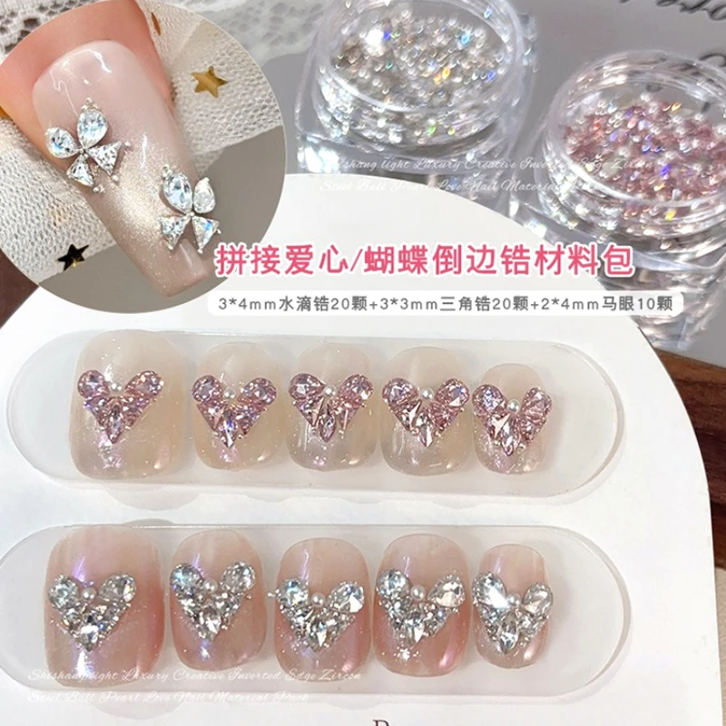

Water Droplet Heart Butterfly Rhinestones Splicing Crystal Inverted Edge Zircon Drill Nail Art Decorations Accessories Manicure