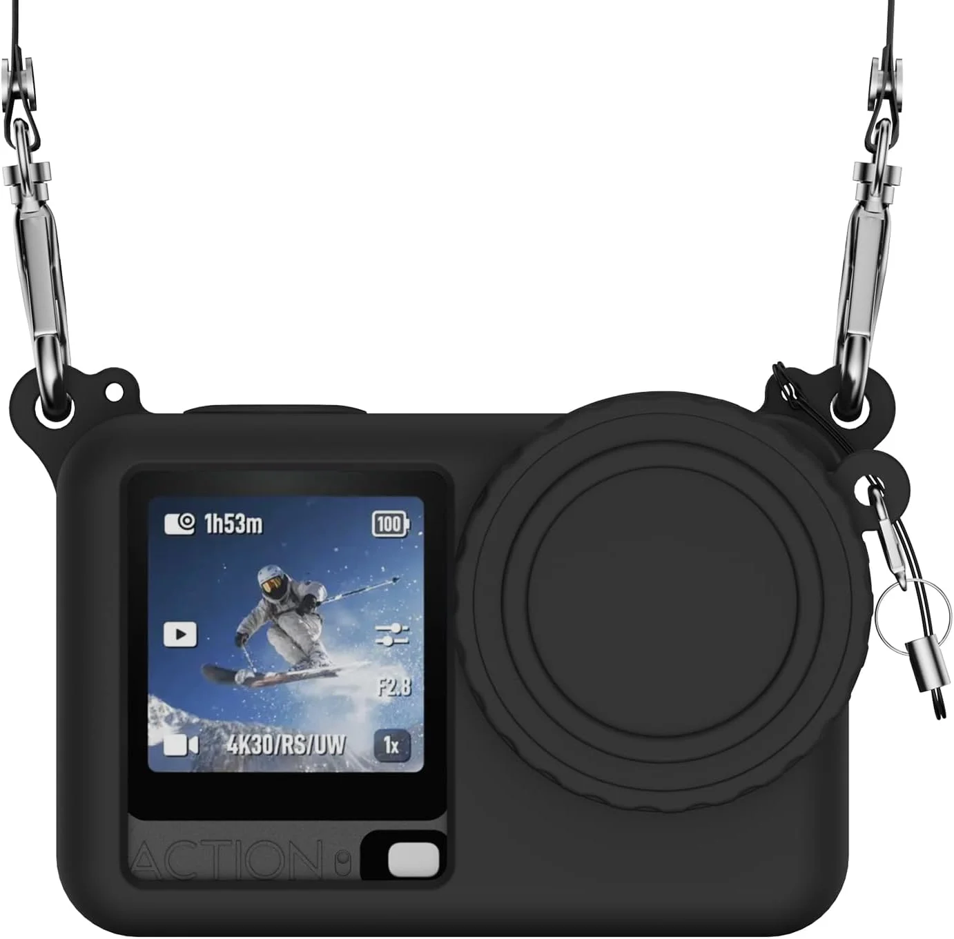 Étui pour DJI Osmo Action 6 avec cordon, en silicone souple, antidérapant, anti-chute, résistant à l'usure et lavable, étui de protection pour caméra d'action