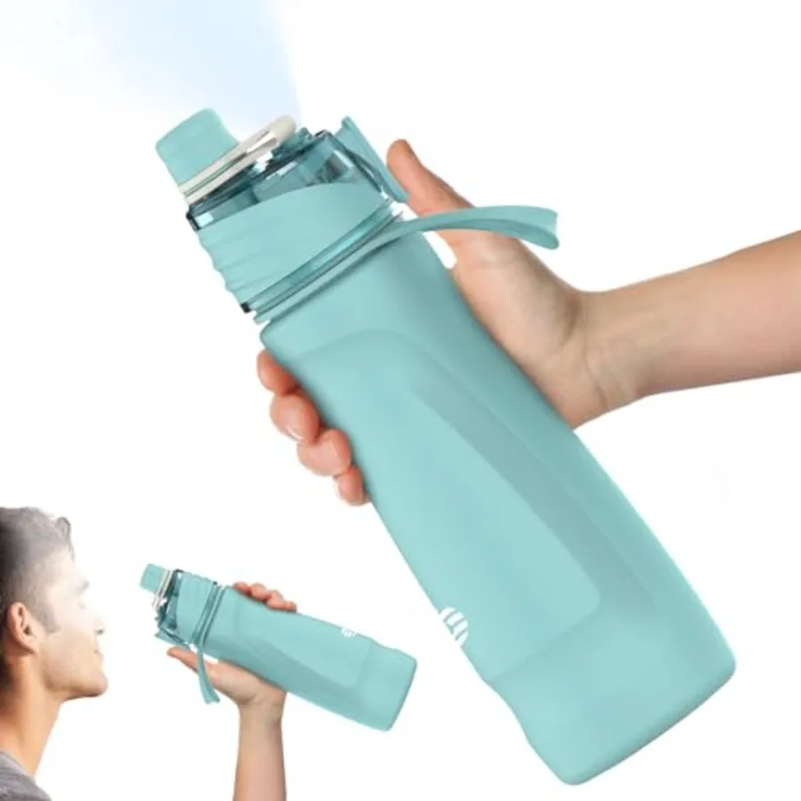

Misting Water Bottle, 24oz Insulated Water Bottle, 2-in-1 Mist and Sip Stainl Steel Water Bottles, Sports Water Bottle for Hiki