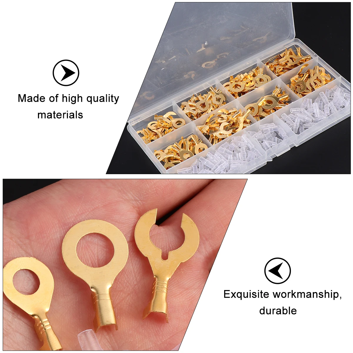 

320pcs Car Wire Connector Full Port Barrel Copper Ring Terminal For Solid Stranded Wires Household Automotive Electrical