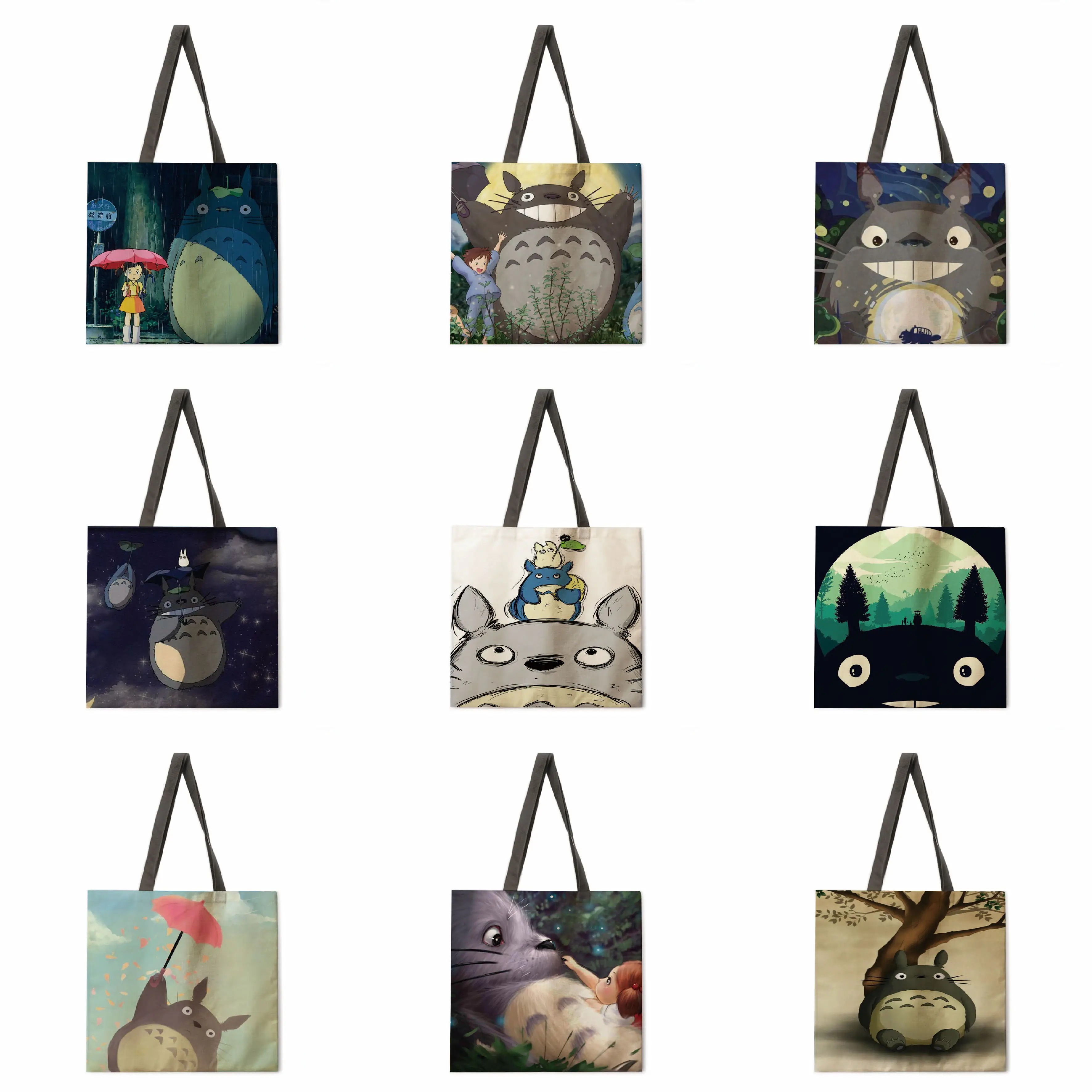 

Cartoon Anime Linen Bag Handbag Lightweight Shoulder Bag Large Capacity Eco-friendly Shopping Bag Tote Bag