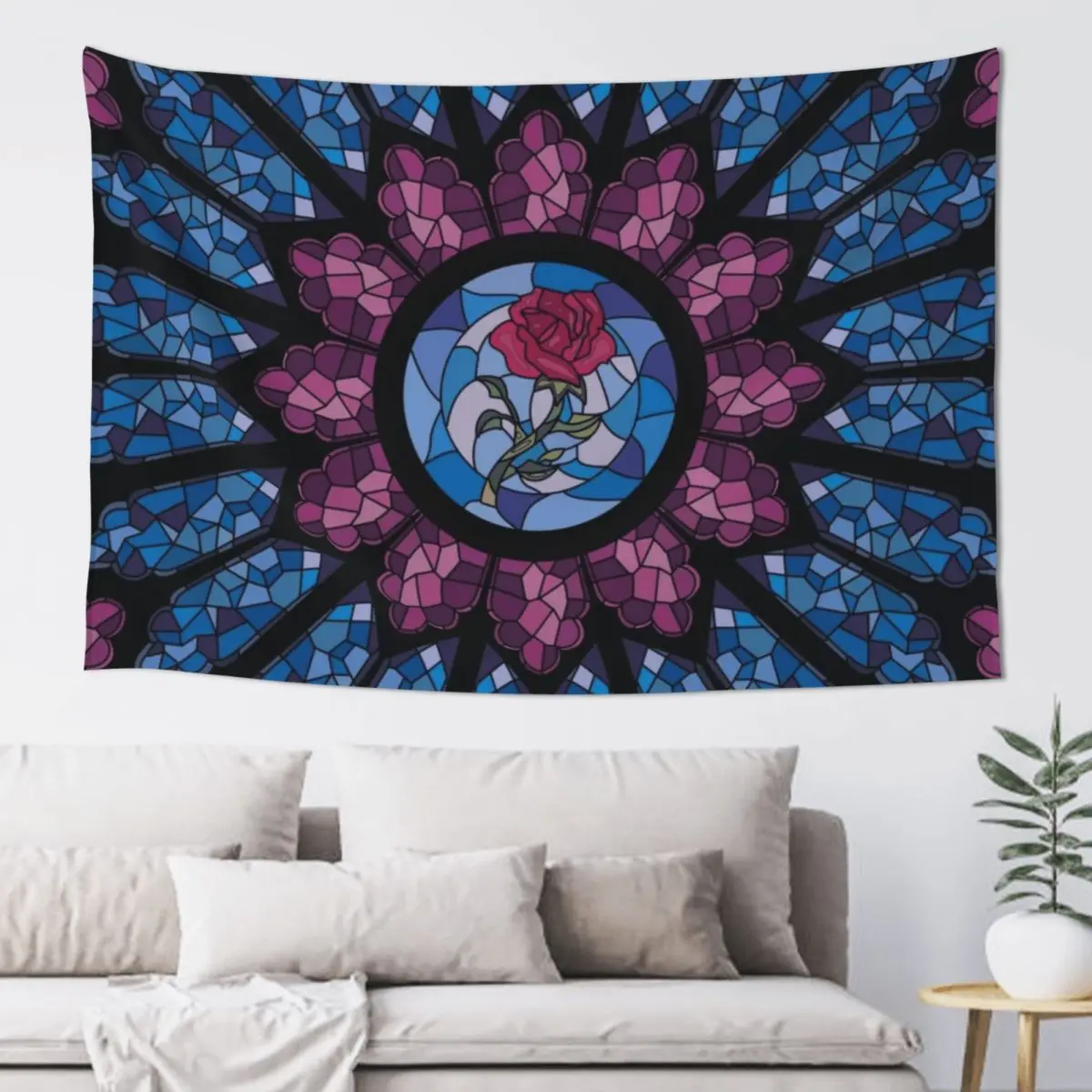 

Stained Glass Rose Tapestry Bathroom Decor Home Decorations Aesthetic Room Decor For Girls Tapestry