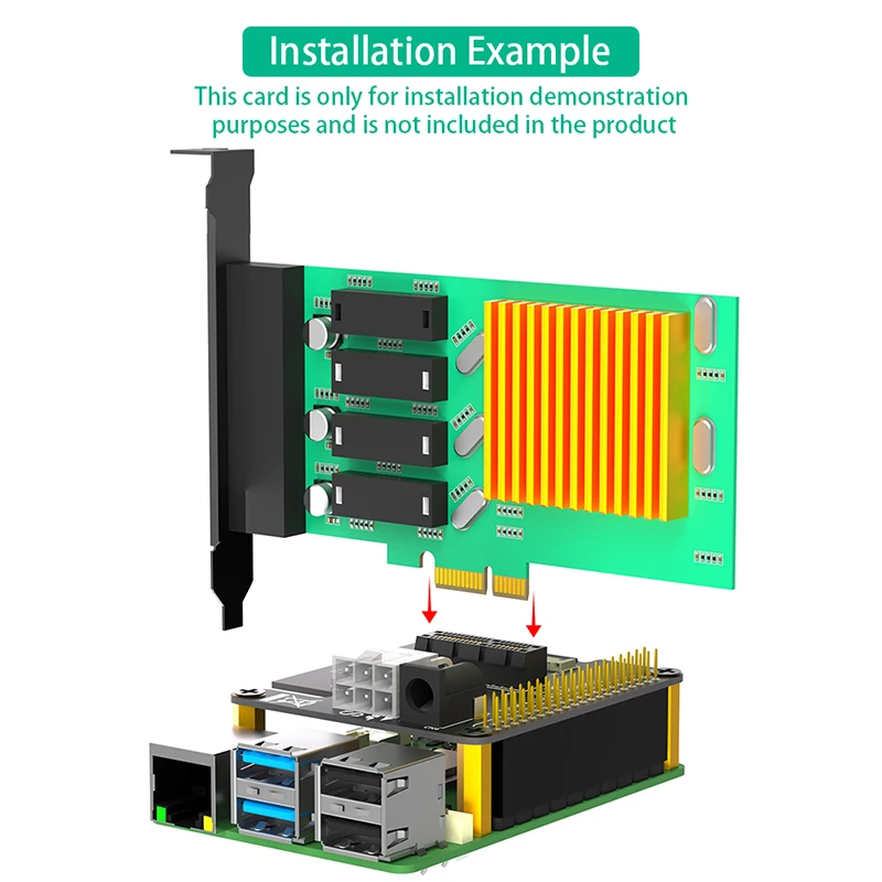 NEW PCI Express PCI-E PCIE X1 Adapter with FFC Cable ATX 6Pin Connector External DC 12V Power 40Pin GPIO Header for Raspberry Pi