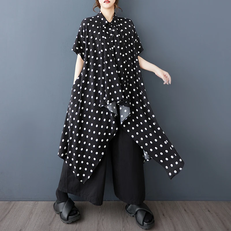 

Новый летний шифоновый плиссированный топ Sle Faion Wind, асимметричный свободный утягивающий топ средней длины для женщин больших размеров