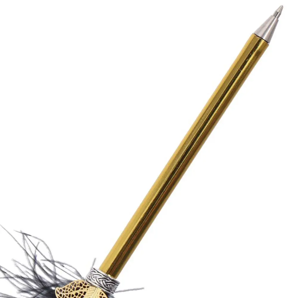 Ballpoint Pens Feather Quill Ballpoint Refined Vintage Soft Fluffy Pen Black Gift Wedding Calligraphy Pen Office