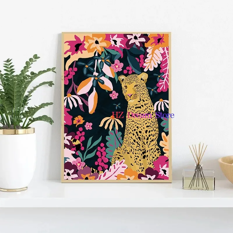 Tropical Floral Jungle Animals Toucan Tiger Parrot Leopard Posters Prints Canvas Printing Wall Art Picture for Living Room Decor