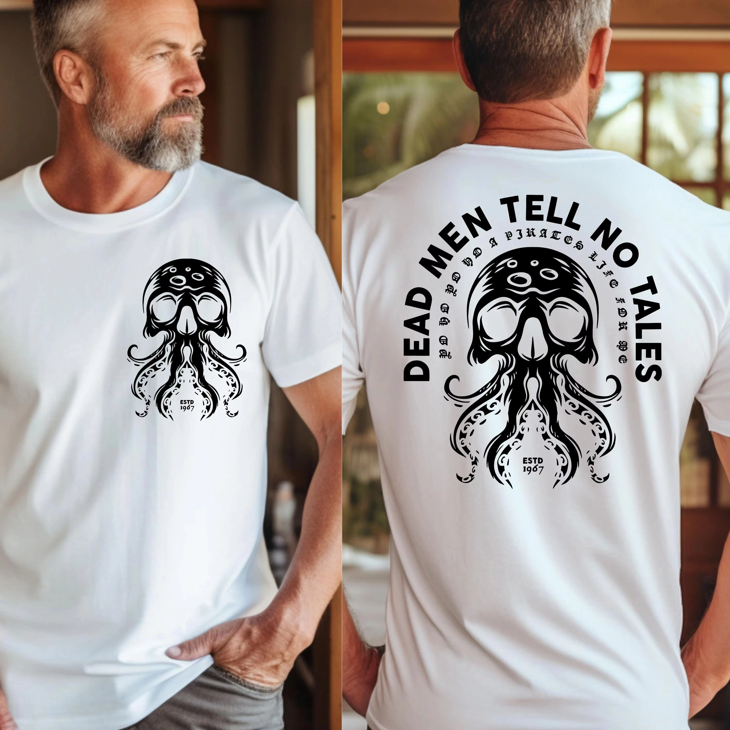 2026 Dead Men Tell No Tales T-Shirt Pirates Men's Tracksuit Retro 90s Cotton Casual Sportswear Crew Neck