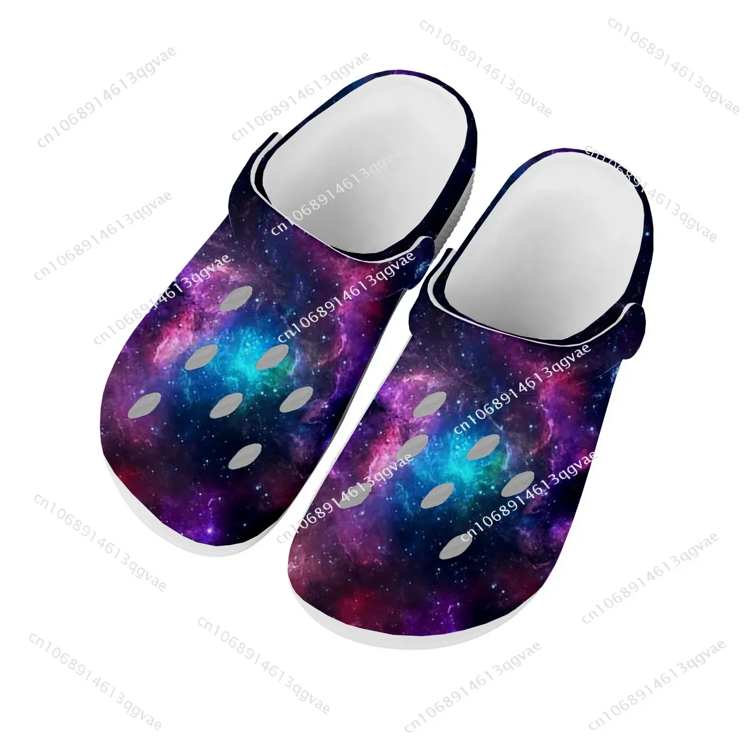 

Galaxy Celestial Home Clogs Custom Water Shoes Mens Womens Teenager Sandals Garden Clog Breathable Beach Hole Slippers White