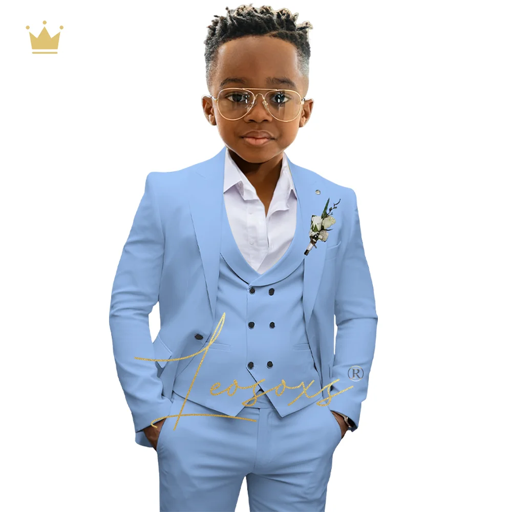 Boys suit 3 piece suit, 3~16 years old children\'s wedding/party/birthday custom single button flat lapel tuxedo