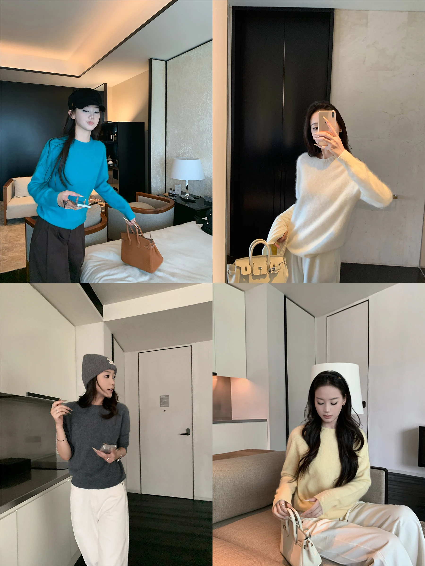 

5werkwen Cloud Sensation Soft Wool Camere Женский топ с круглым вырезом, повседневная свободная вязаная кофта с длинными рукавами, базовый слой