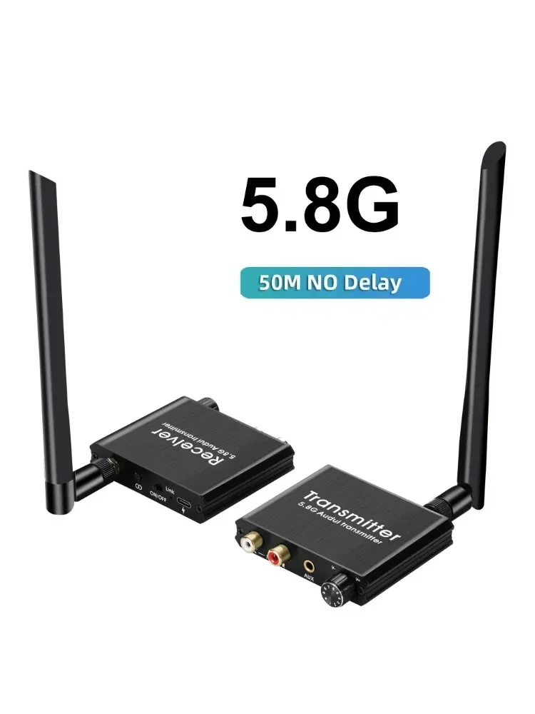 Adapter bezprzewodowy 2.4GHz 5.8G do transmisji i odbioru dźwięku, system audio z regulacją głośności dla głośników R/L 3.5mm RCA i subwoofera — zdjęcie produktu 7