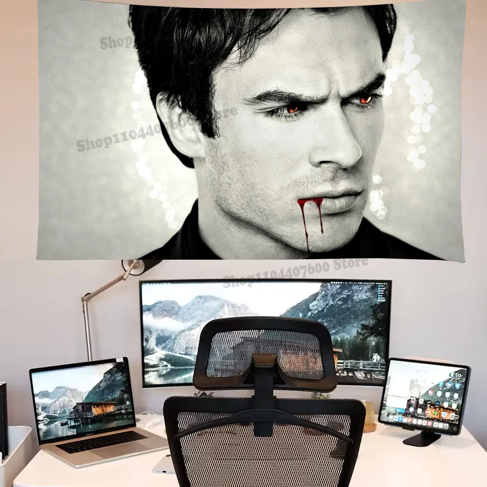 Damon Salvatore Tapestry Printed Tapestry Decoration canvas Travel Used for advertising creative Birthday Gift