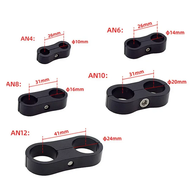 

10Pcs Universal Aluminum Billet Line Separator Clamp AN4 AN6 AN8 AN10 AN12 For Car Oil Fuel Water Hose Tube Divider Bracket
