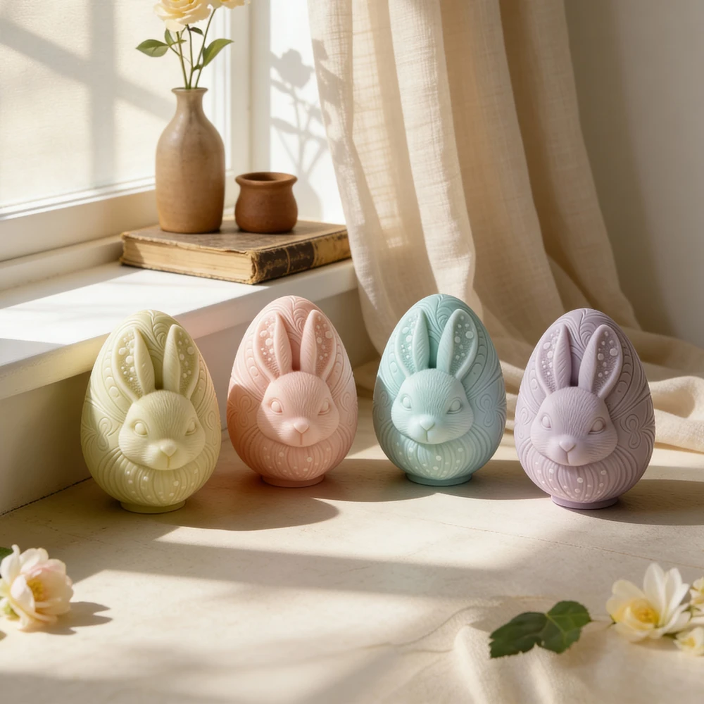 

Easter Decor Egg Rabbit Candle Silicone Mold DIY Easter Home Decoration Rabbit Candle Mold Bunny Silicone Soy Wax Mould