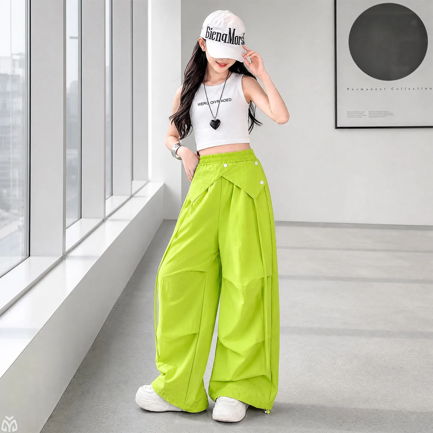 2026 Kids Girls Summer 2Pcs Set Cool Feel Sleeveless Vest with Hemline Fashion Pants Trendy Casual Outfit for Teens Childen