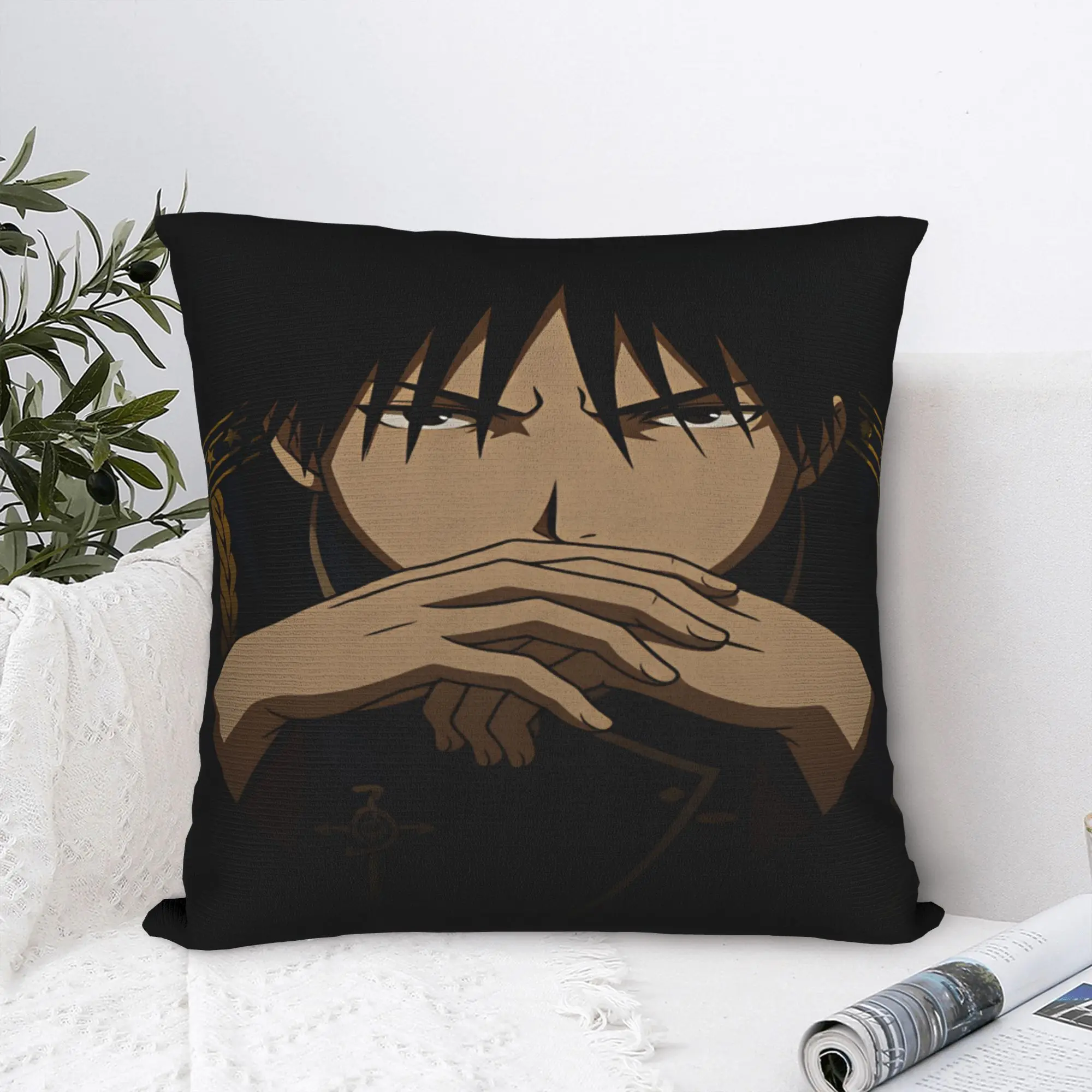 Roy Mustang Pillowcases Fullmetal Alchemists Vintage Pillow Case For Sofa Couch Bed Living Room Custom Pillow Cover