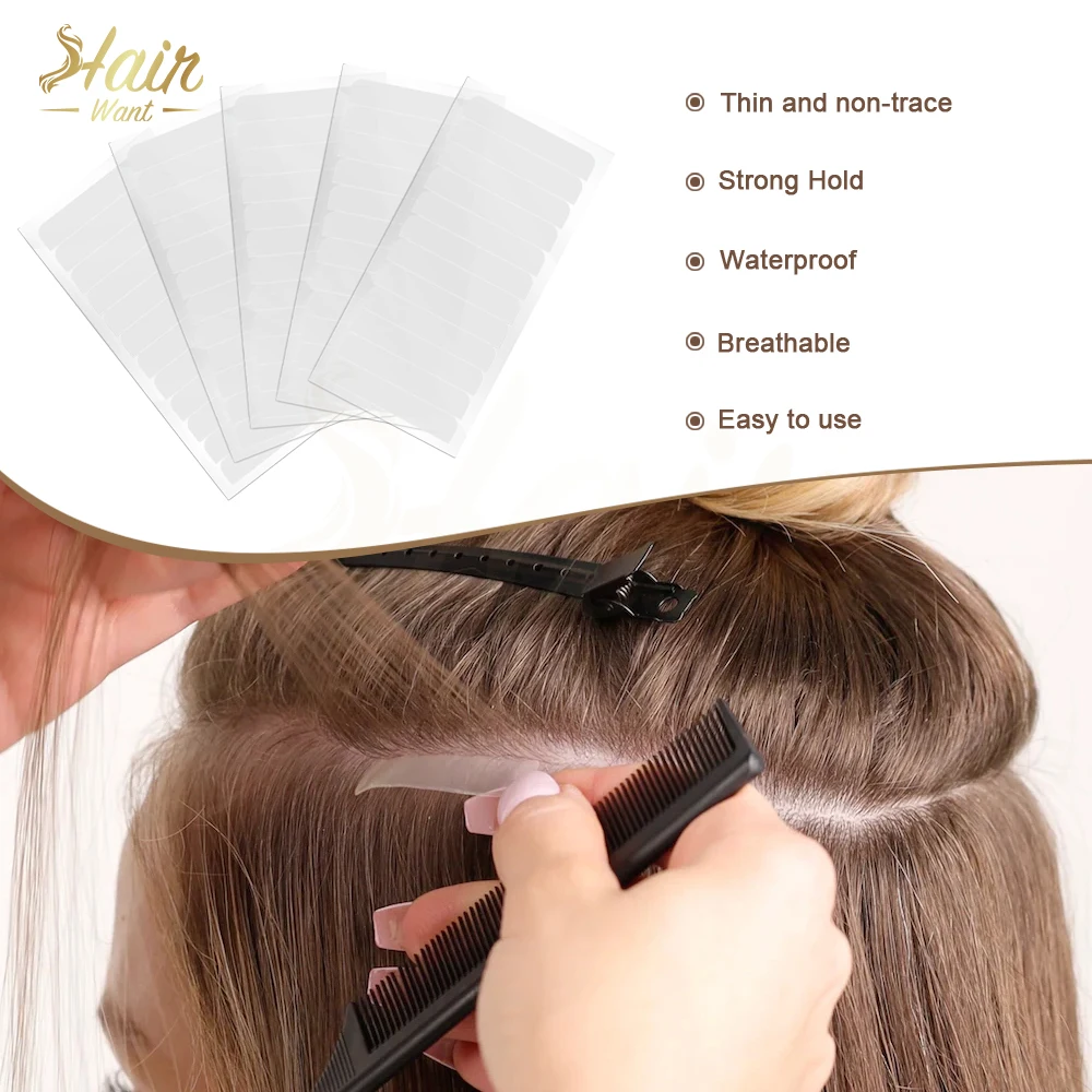 헤어 웨이트 60개입 단면 테이프 (헤어 익스텐션용) 울트라 홀드 테이프 롤 (인비저블 익스텐션용) 4*0.8cm 헤어 시스템 테이프